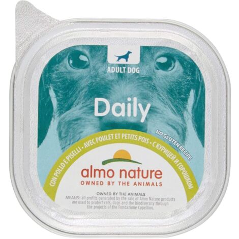 alimento umido per cani almo nature "daily" con pollo e piselli 300 gr
