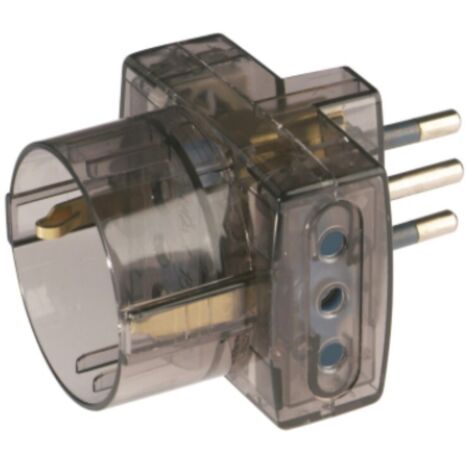 poly pool - adattatore spina e 2 prese 10 a e 1 presa standard tedesco trasparente fumé