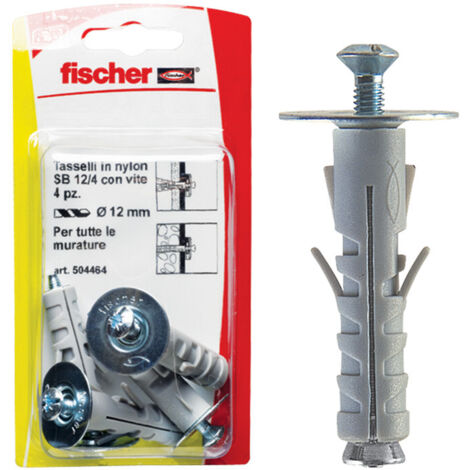 Tasselli + ganci piatti Fischer sb 12/10 k Ø 12 mm 2 pz max 30 kg