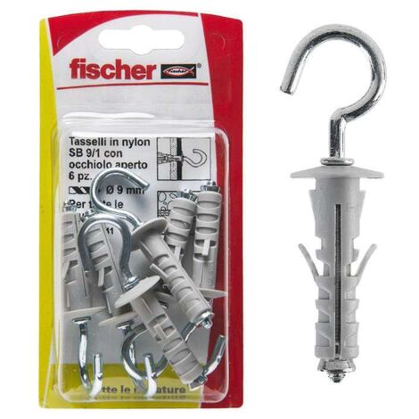 Tasselli + occhioli aperti Fischer sb 9/1 k Ø 9 mm 6 pz max 15 kg