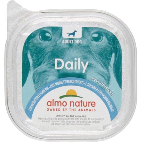 alimento umido per cani almo nature "daily" con merluzzo e fagiolini 100 gr