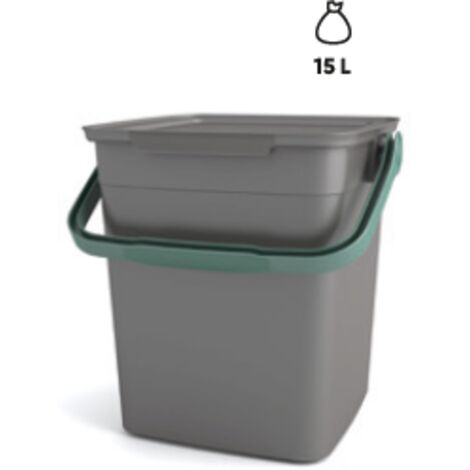 pattumiera per rifiuti organici keter "smart container bio compost" in polipropilene con manico, 25,5x23x25 cm