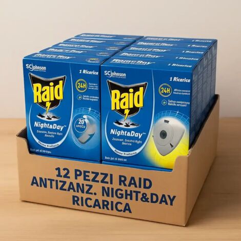 ricarica singola insetticida antizanzare raid "night and day"
