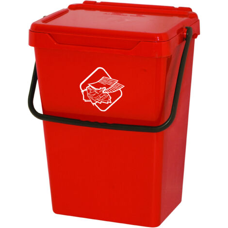 cassonetto in plastica rossa con coperchio per raccolta differenziata, 35 lt (1/4)
