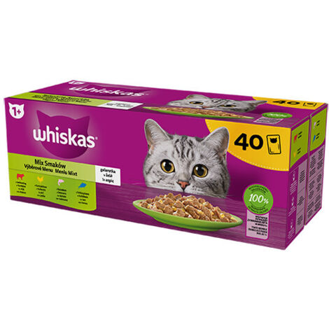 WHISKAS CIBO UMIDO PER GATTI MIX DI SAPORI IN GELATINA, BUSTINE 40X85 G