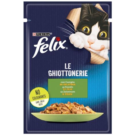 felix le ghiottonerie, alimento umido per gatto con coniglio in gelatina.