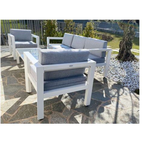 set da giardino giardini di maggio "hibiscus" in alluminio bianco e grigio chiaro, 5 sedute e un tavolino