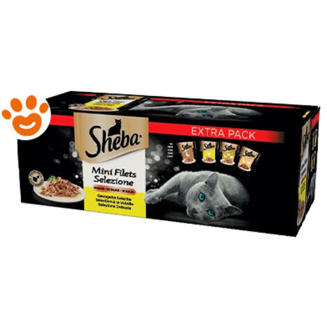 cibo umido per gatti sheba "mini filets selezione" tutte le età con anatra, pollo, pollame e tacchino 40x85 gr