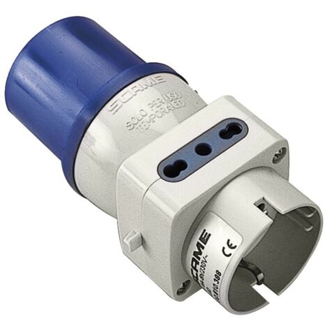 poly pool - adattatore industriale con 3 prese civili e spina industriale 16 a ip20 blu
