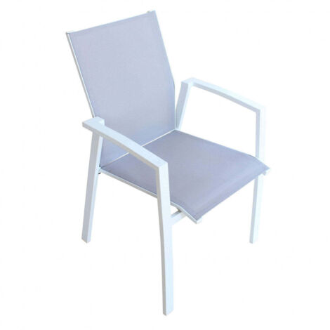 sedia da esterno impilabile elica garden "maili" in alluminio bianco e grigio 57x61x89 cm (1/5)