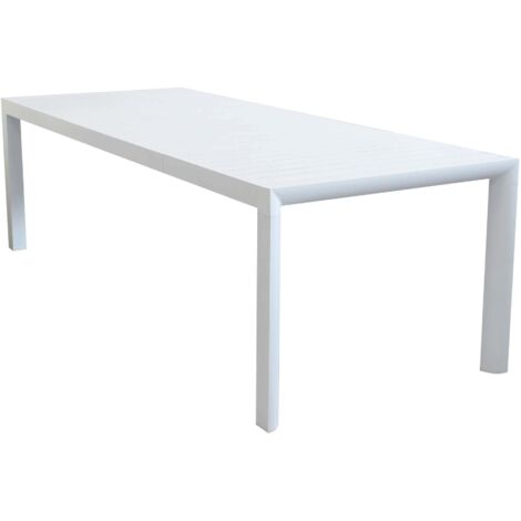 Tavolo estensibile 160/240 cm da giardino con struttura in alluminio e piano con doghe orizzontali Abraham -  White