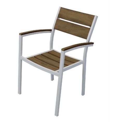 POLTRONA CAYMAN ALL. BIANCO DOGHE IN POLYWOOD COL. TEAK COSMA.-AT804129 BIAN (1/5)