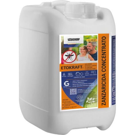 Repellente zanzaricida Etokraft Plus 5 L – Efficace contro zanzare e zecche – Trattamento a barriera – Sicuro su vegetazione – Stocker (1/2)