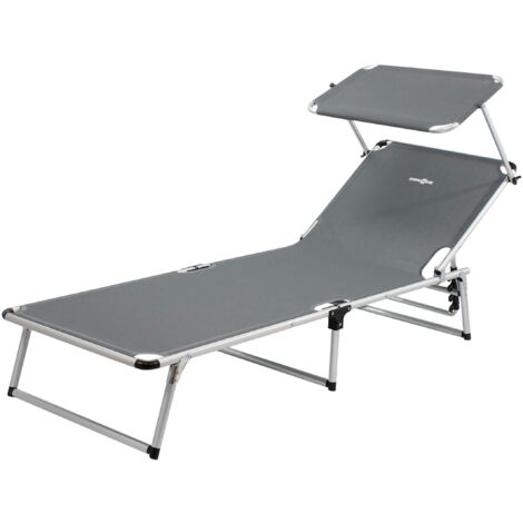 lettino prendisole reclinabile con tettuccio brunner "malibu" in alluminio e syntex plus grigio 189x61x26 cm (1/5)