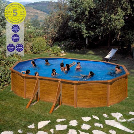 piscina fuori terra ovale gre "pacific" in acciaio effetto legno 500x300x120 - cod. kit500w (1/10)