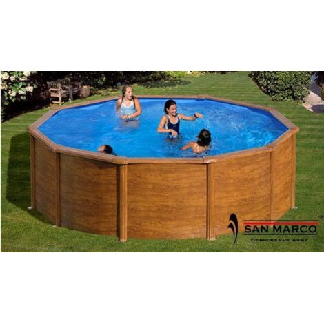 piscina fuori terra rotonda gre "pacific" in acciaio effetto legno 240x240x120 - cod. kit240w (1/10)