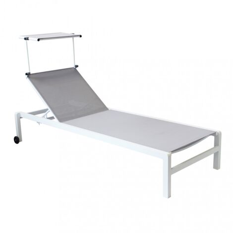 sdraio reclinabile elica garden "madison" con tettuccio in alluminio bianco 195x78x32 cm (1/5)