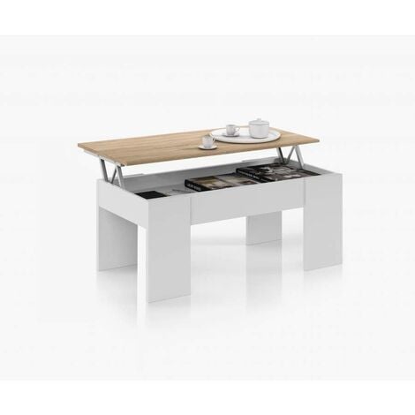 tavolino salotto con piano elevabile e spazio contenitore, 100x50x45-56 cm