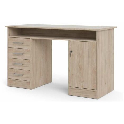 Scrivania classica studio 140 cm in legno noce con cassetti a