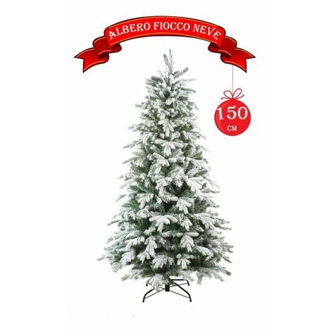 Albero di Natale abete artificiale bianco innevato 210 cm Fiocco Slim 820  rami