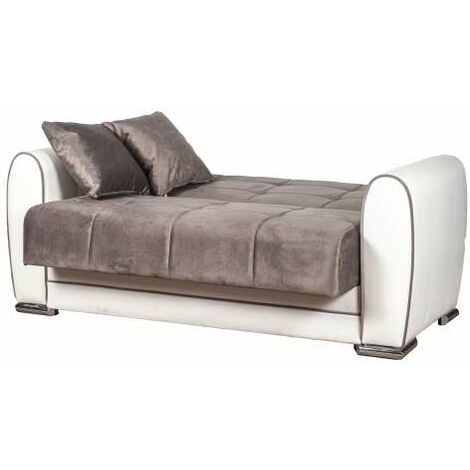 divano letto apollo 2 posti grigio e bianco, 163x84x91 cm