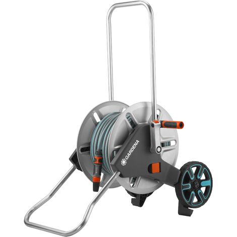 GARDENA Carrello avvolgitubo in metallo con tubo 25 m, 15 mm (5/8"), lancia irrigazione e raccordi CleverRoll M (18543-26)
