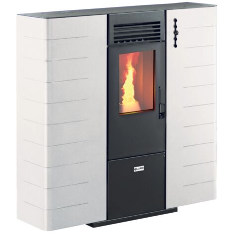 stufa a pellet slim canalizzata canadian stove "slim 8c" bianco 7,48 kw