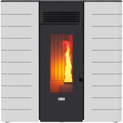 stufa a pellet slim canalizzata canadian stove "slim 12c" bianco 11,14 kw