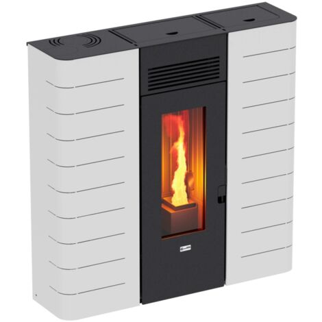 stufa a pellet slim canalizzata canadian stove "slim 12c" bianco 11,14 kw