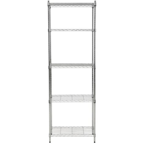 scaffale ad incastro easy system in metallo cromato 5 ripiani, 59x34x174 cm