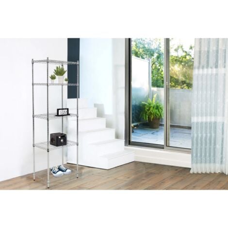 scaffale ad incastro easy system in metallo cromato 5 ripiani, 59x34x174 cm