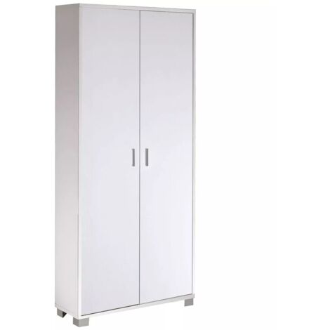 Armadio Scarpiera Bianco A 2 Ante - Legno Melamina, 8 Ripiani, Design Moderno - Foto 12