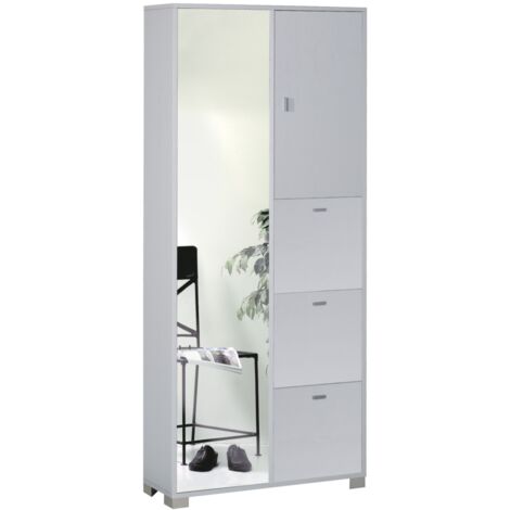 mobile 5 ante bianco con specchio, 83x190x29 cm