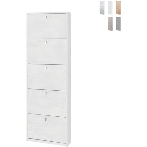 Scarpiera slim cinque ante Bianco Ossido 63x18x h190 cm