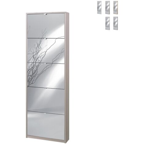 Scarpiera slim cinque ante a specchio Olmo Chiaro 63x18x h190 cm