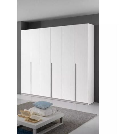 armadio 6 ante "giotto" bianco graffiato 258x54x240 cm