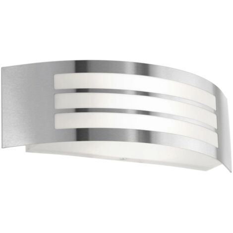 EGLO Applique leiros, in metallo e policarbonato, e27 - 1x40w, ip44, 31x9xh.10 cm, colore silver