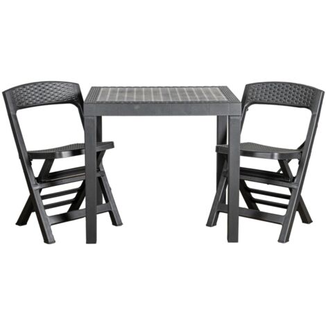 set da giardino "poker" in polipropilene antracite 2 sedute e tavolo