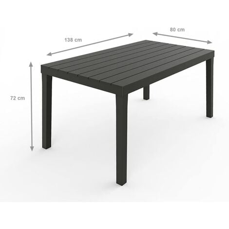 tavolo da esterno "sumatra" in polipropilene antracite 138x78x72h cm