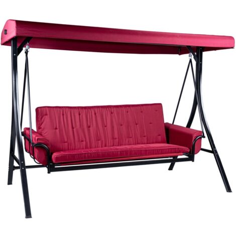 dondolo da giardino 3 posti eurogarden "red passion" in acciaio e poliestere burgundy 240x130x182 cm