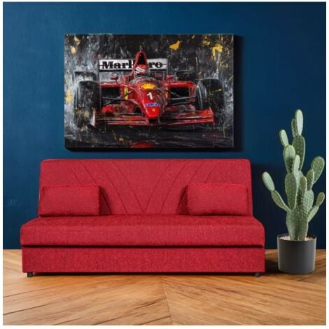 divano letto "fiji" 3 posti in tessuto rosso con cassettone contenitore, 183x81x89 cm