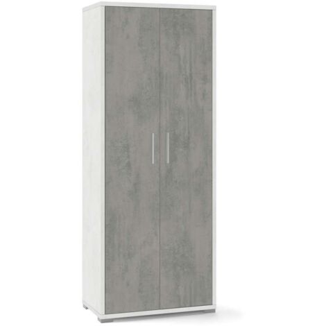 Armadio 2 ante h182 l71 p41 cm struttura bianco frontale cemento sarmog db354k - Sarmog