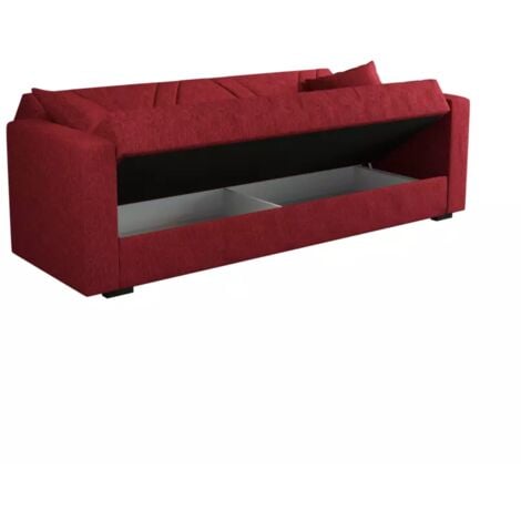 divano letto bellahome "ibiza" 3 posti tessuto rosso, 214x89x81 cm
