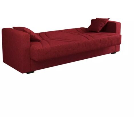 divano letto bellahome "ibiza" 3 posti tessuto rosso, 214x89x81 cm