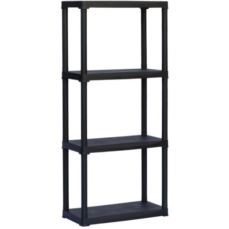 scaffale 4 ripiani in polipropilene artplast "kronos" nero portata 100 kg 60x30x142 cm