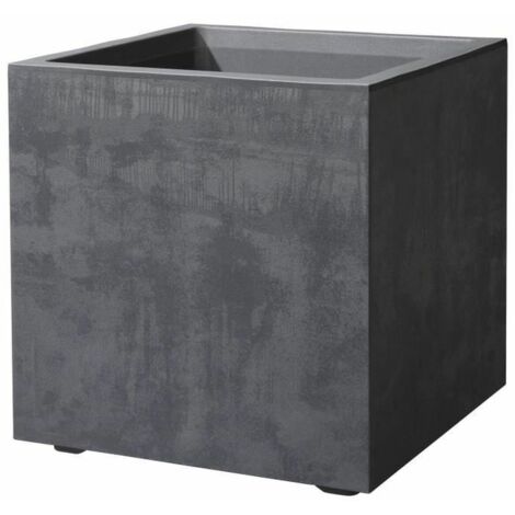 fioriera da esterno deroma "millenium" forma cubica in resina colore antracite, 39x39x39 cm