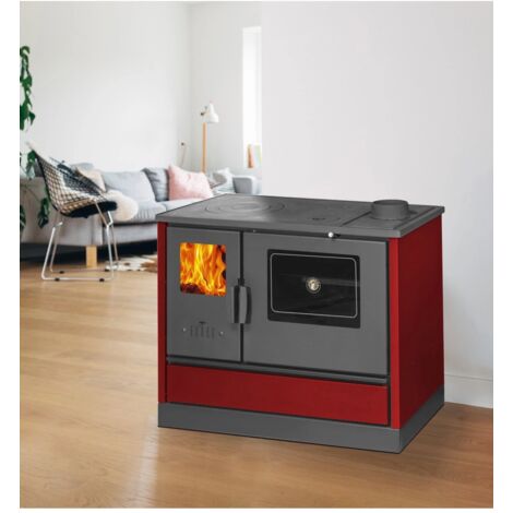 cucina a legna con forno 7,7 kw bordeaux