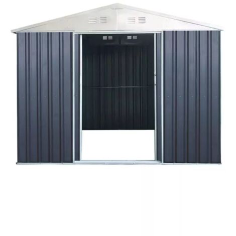 casetta da esterno in lamiera zincata domus "s" grigia con porte scorrevoli 187x131x194 cm