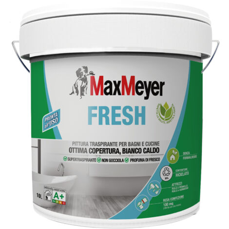 MaxMeyer Fresh, Pittura per Interni Bagni&Cucine, Bianco Caldo, 10L