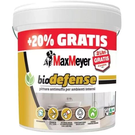 pittura antimuffa pronta all'uso biodefence 10lt + 2lt omaggio - max meyer